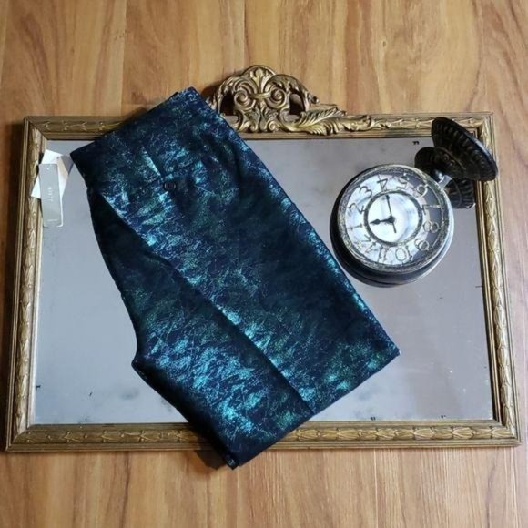 J. Crew Pants - NEW * J.CREW Patio Pants Lace & Metalic Black Green Size 4